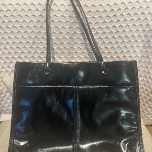 Antik Kraft Black leather structured tote